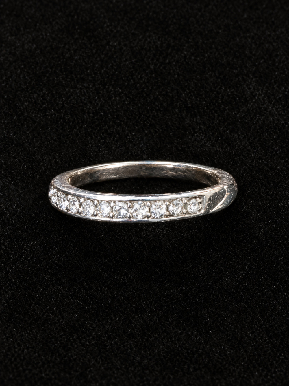 โ๏ธ Crystal Band Ring | Pavรฉ Style | Size 9 Silver-Tone Clear ๐